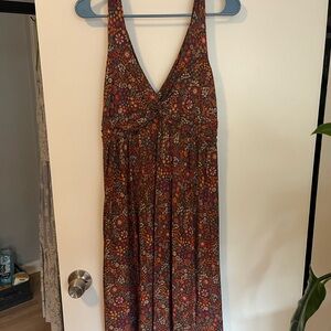 Patagonia Red Brown Pleated Tiered Sundress